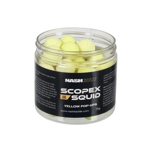 Nash Scopex Squid Pop Ups Yellow 15mm 3 Nash Scopex Squid Pop Ups Yellow 15mm